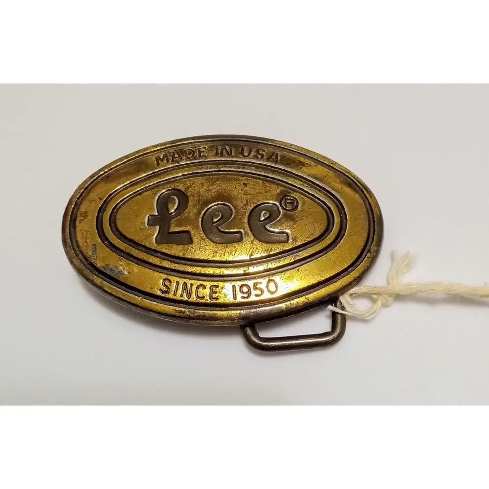 Vintage Lee Brass Belt Buckle New York Made in USA Since 1950 Jeans